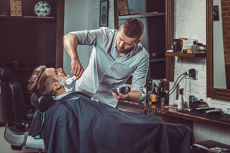 Apex Barber Shop storefront on W 39th St, Garment District
